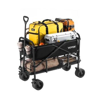 Dviaukštis sulankstomas sodo vežimėlis, 400 L, visureigiai ratukai, 200 kg