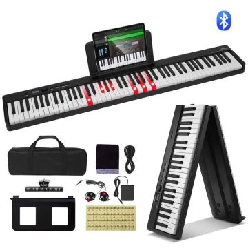 Sulankstomas 88 klavišų skaitmeninis pianinas su bluetooth ir MIDI, juodas