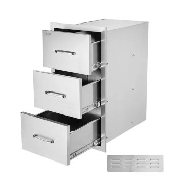 Lauko virtuvės nerūdijančio plieno stalčiai, 18,5x22,5x22,5 cm, trijų dalių