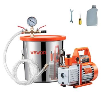 Vakuuminė kamera 11,36 L su pompa, nerūdijantis plienas, dulkių siurblys grūdinto stiklo dangčiu