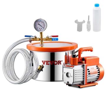 5,7 L nerūdijančio plieno vakuuminė kamera ir 100 l/min siurblys rinkinys