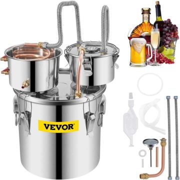 Moonshine distiliavimo aparatas, 21 L, nerūdijančio plieno, varinis vamzdelis, termometras, alaus darymo rinkinys