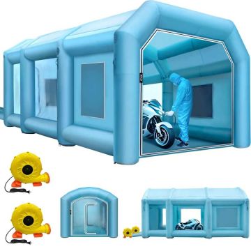 Pripučiama dažymo kabina automobiliams, 9x6x4 m, su filtru ir pūstuvais