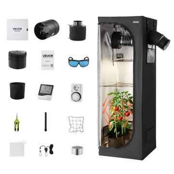 Auginimo palapinė patalpoms 60x60x180 cm su LED lempomis ir vėdinimu