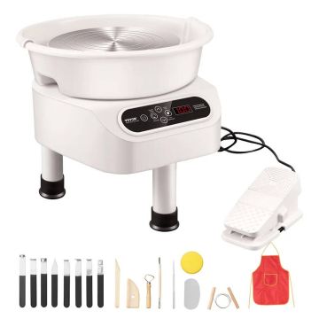 Keraminis ratas 10 colių, elektrinis 350 W su LCD ekranu ir pedalu, baltas