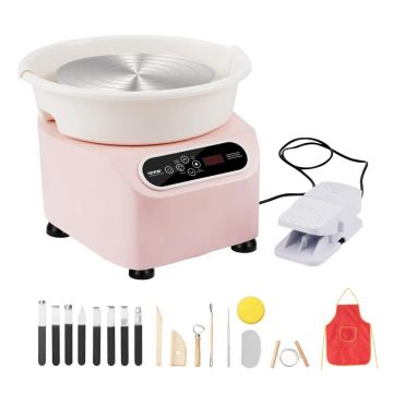 Keraminis keramikos ratas 11 col., 450 W, rožinis, su kojiniu pedalu ir ekranu