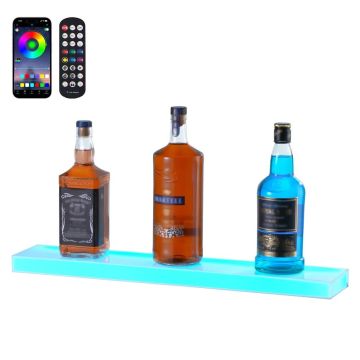 LED Illuminated 24 Inch 1 Tier Liquor Stand with Remote Control