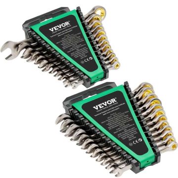 Kombinuotų raktų rinkinys 24 dalių, cr-v plienas, SAE 1/4"-7/8", metrinis 8-19 mm su organizatoriumi