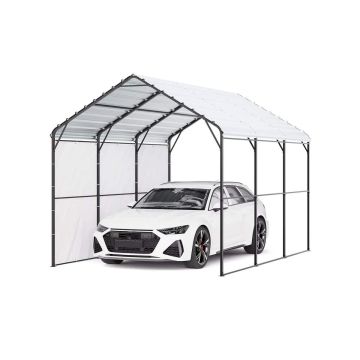Metalinis automobilių stogelis, 10x15', cinkuoto plieno rėmas, lauko garažo pavėsinė