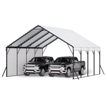 Metalinė lauko automobilių stoginė 5,8x6x3,77 m su nuimamomis sienelėmis
