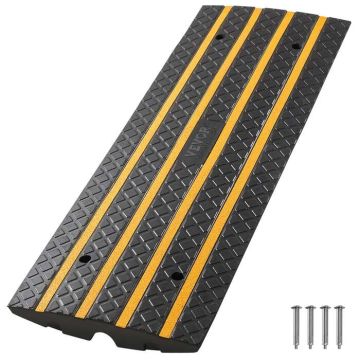 Guminis automobilių panduso tramplinas, 15 t keliamoji galia, 66 mm aukštis, geltonos juostelės