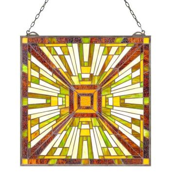 Vitražo lango plokštė, 501x527 mm, tiffany stiliaus, pakabinama