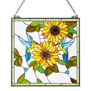 Vitražo lango plokštė, 502x520 mm, tiffany stiliaus, pakabinama
