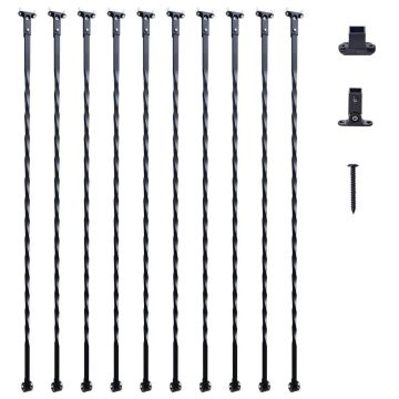 Metaliniai cinkuoto plieno laiptų turėklai, matiniai juodi, 111,76 cm (10 vnt.)