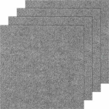 Kiliminės lipnios plytelės 30,5x30,5 cm, šviesiai pilkos, minkštos, 12 vnt.