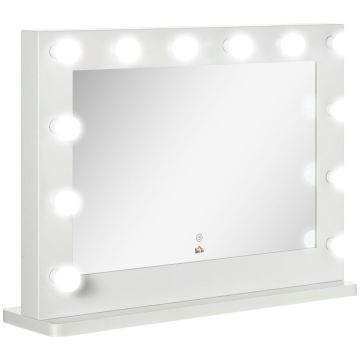Kosmetinis veidrodis su LED apšvietimu Homcom 80x60x20cm., baltos spalvos