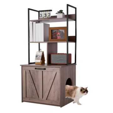 Closed cat litter box cabinet VEVOR KLCB-14, with shelves, 60 × 127.2 × 50 cm