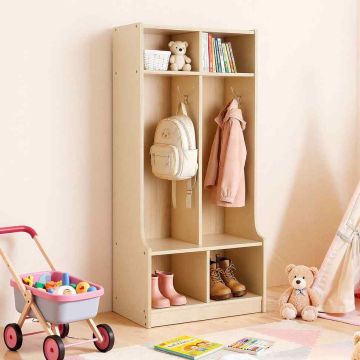 Children's coat rack VEVOR, 2 compartments, 4 hooks, 56 × 121.5 × 33 cm