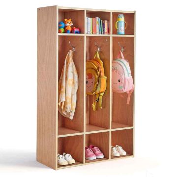 Children's coat rack VEVOR IVY-VVR-016, 3 compartments, 6 hooks, 6 storage boxes, 69.8 × 116 × 31.5 cm