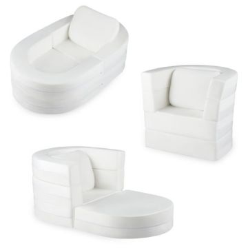 Vaikiška sofa-lova, 3 viename, Balta, 97 × 66 × 28 cm