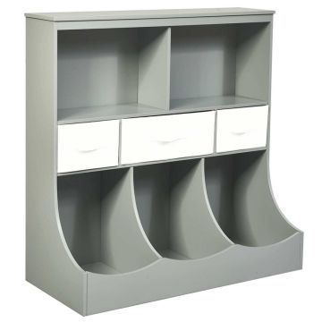Vaikiška spintelė, 3 stalčiai ir 3 dėžės, Balta, 93 × 94 × 40 cm