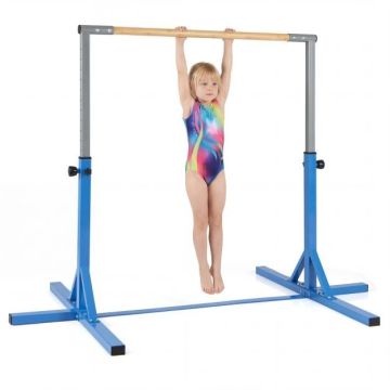 Vaikiškas gimnastikos skersinis, 12 aukščio padėčių, Mėlynas, 195 × 121 × 85–145 cm