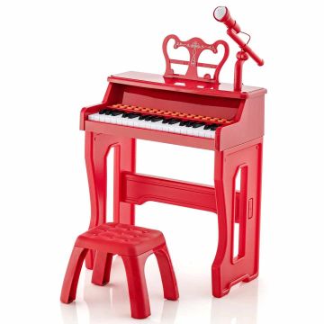 Vaikiškas klavišinis instrumentas, su mikrofonu, Juoda/raudona, 40,1 × 22,6 × 49 cm
