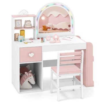 Children's dressing table, with stool, white, 86 × 92 × 39.5 cm