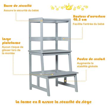 Children's step, with 4-sided safety railing, 45 × 47 × 90 cm