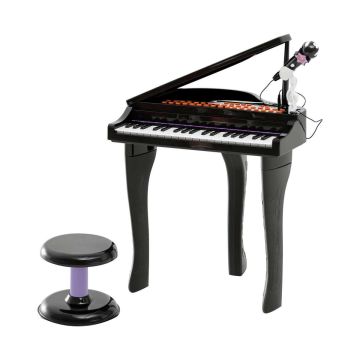 Children's mini piano, 37 keys, Black, 48 × 39 × 69 cm