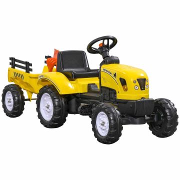 Children's pedal tractor, with trailer and 2 tools, 133 × 42 × 51 cm