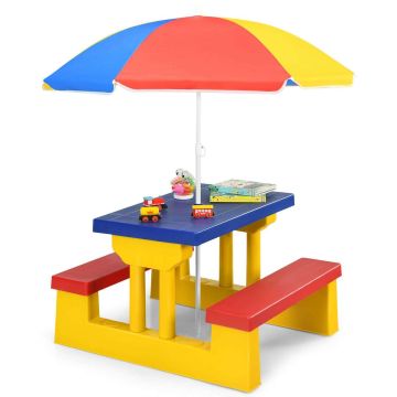 Children's picnic table, 2 benches, 4 seats, multi-colored, 67 × 41 × 47 cm