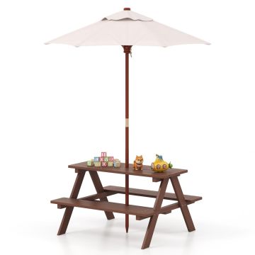 Children's picnic table set, 4-seater, Brown, 89 × 50 × 79 cm