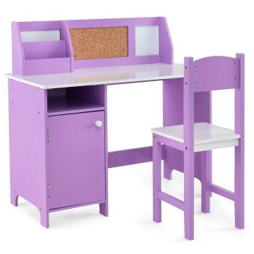 Vaikiškas rašomasis stalas su spintele, Violetinis, 90,17 × 44,45 × 85,09 cm