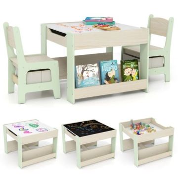Children's table and chair set, 2 chairs, assorted colors, 61 × 48 × 61 cm
