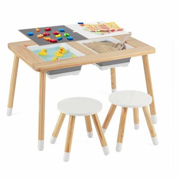 Vaikiškas stalo komplektas, stalas ir 2 kėdutės, 81,28 × 49,53 × 60,33 cm