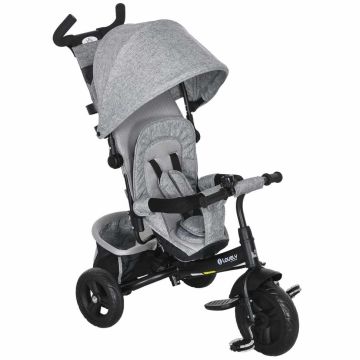 Children's tricycle with push handle, gray, metal, 25 kg maximum load