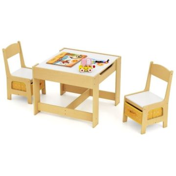 Vaikiško stalo ir 2 kėdžių komplektas, 2 kėdės, 62 × 62 × 48 cm