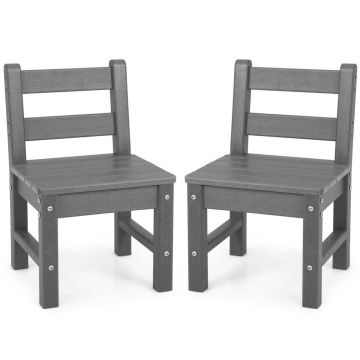 Children's chairs with backrest, 2 pcs, Gray, 14 × 13 × 22.5 in