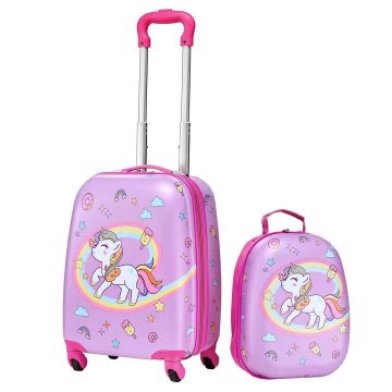 Детский комплект чемодан и рюкзак VEVOR LGA4T-16UNC-P08, 2 предмета, Розовый, 32 × 23 × 45 см