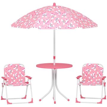 Children's outdoor furniture set, 4 pieces, Pink, 49.5 × 49.5 × 50 cm