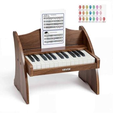 Children's piano keyboard VEVOR SLW825, 25 keys, Brown, 410 × 300 × 300 mm