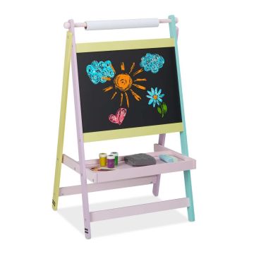 Vaikų piešimo lenta Relaxdays, su popieriaus ritinėliu, 56 × 90 × 42 cm