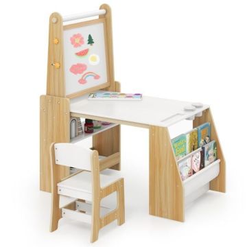 Vaikų rašymo ir piešimo stalas su kėde, 25 cm, balta