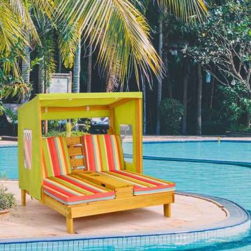Children's chaise longue, double, with canopy, Multicolored, 94 × 85.1 × 88.9 cm
