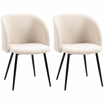 Dining chairs, set of 2, cream white/black, 55 × 80 × 62 cm