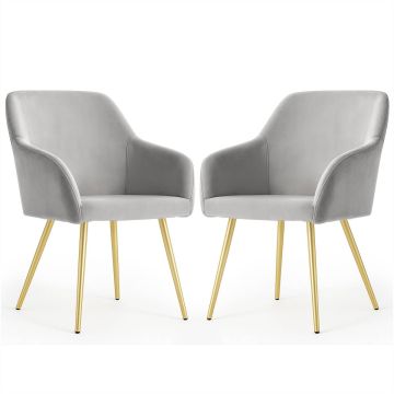 Стулья для столовой ESTELLE, 2 шт, серо-золотистые, 54,5 × 83 × 58 см
