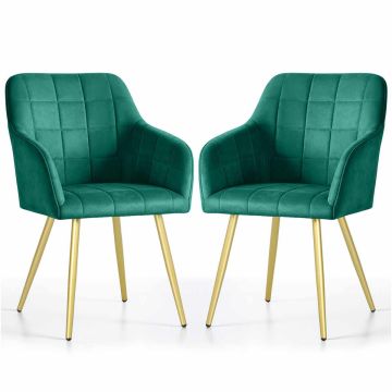 Стулья для столовой LUXANO, 2 шт, зелёные/золотые, 54 × 82 × 58 см