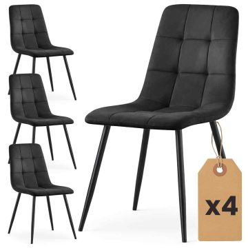 Dining chairs NERO, 4 pcs, black, 45.5 × 87 × 43.5 cm
