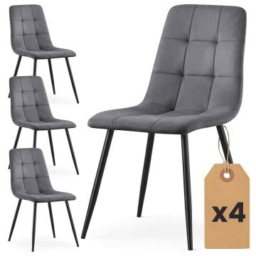 Dining chairs NERO, 4 pcs, gray, 45.5 × 87 × 43.5 cm